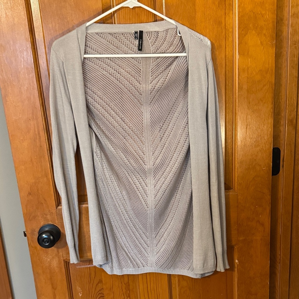 Maurices Light Gray Open-Knit Cardigan